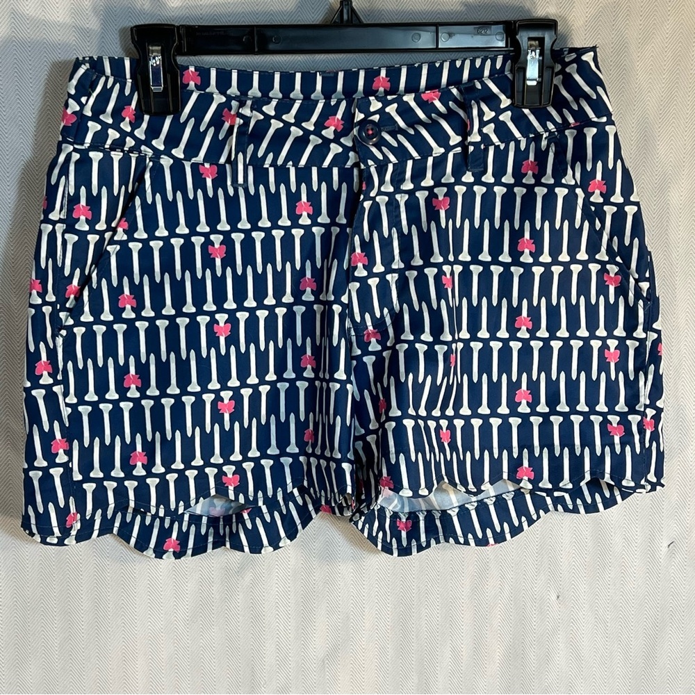 Birdies & Bows Shorts  Golf Tees & Bows Scalloped Hem  Front Back Tee Pockets 4👍